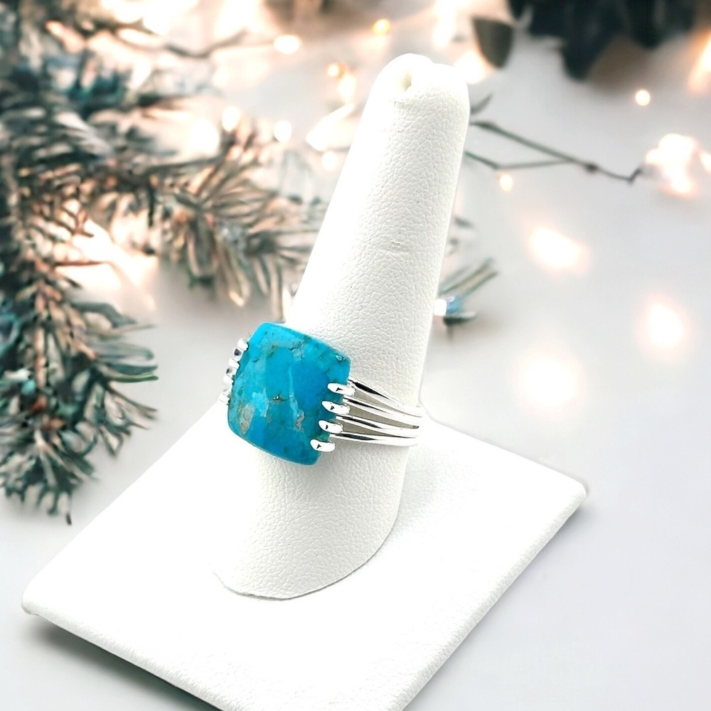 Kingman Blue Mohave Turquoise Solid Sterling Silver Ring